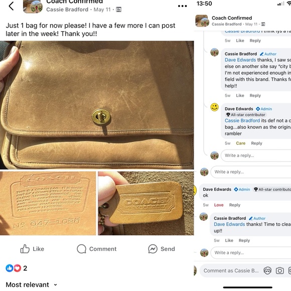 COACH 9875 Vintage Pocket Bag Putty Tan Leather Shoulder Bag or Crossbody - Picture 4 of 17